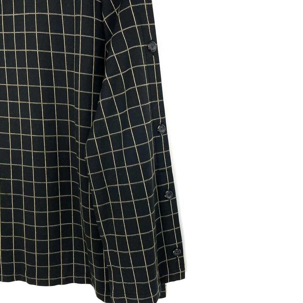 J Jill Top Size LP Large Petite Boat Neck Windowpane Ponte Knit Tunic Black Tan - Picture 3 of 6